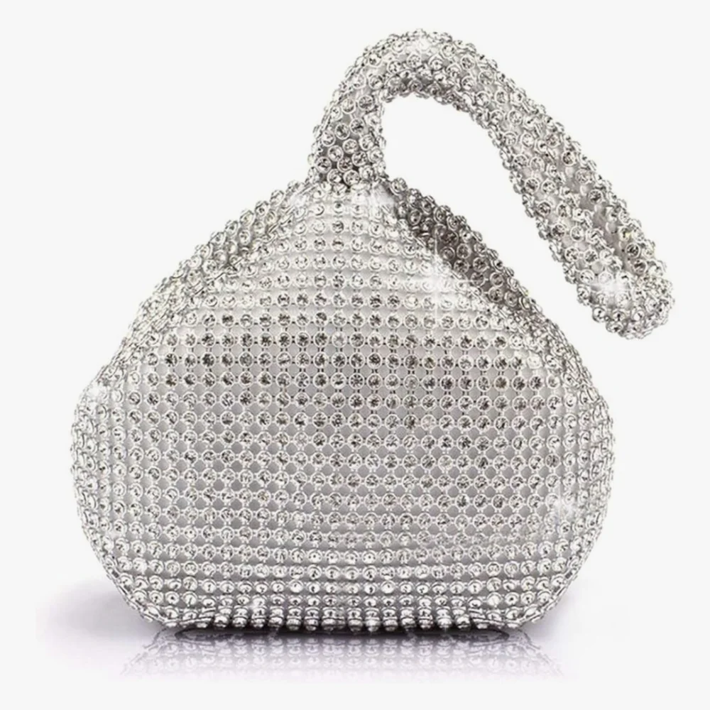 Elegant Silver Crystal-Embellished Women's Bag‎